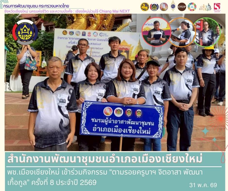 พช.เมืองเชียงใหม่  เข้าร่วมกิจกรรม “ตามรอยครูบาฯ จิตอาสา พัฒนาเกื้อกูล” ครั้งที่ 8 ประจำปี 2569